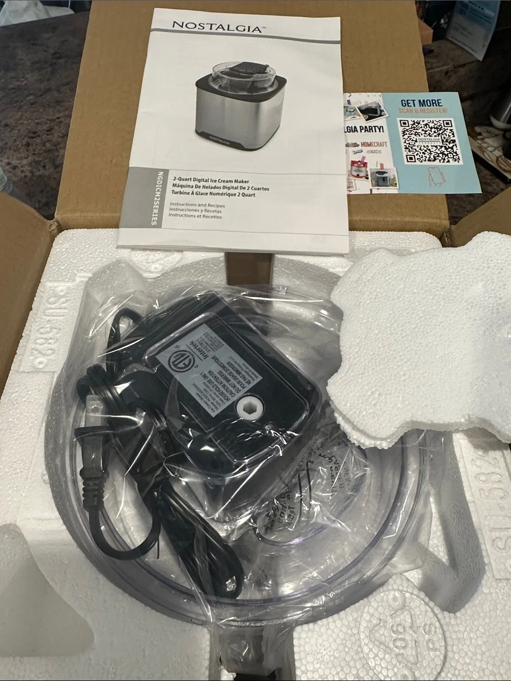 Nostalgia Stainless Steel and Black Digital Ice Cream Maker